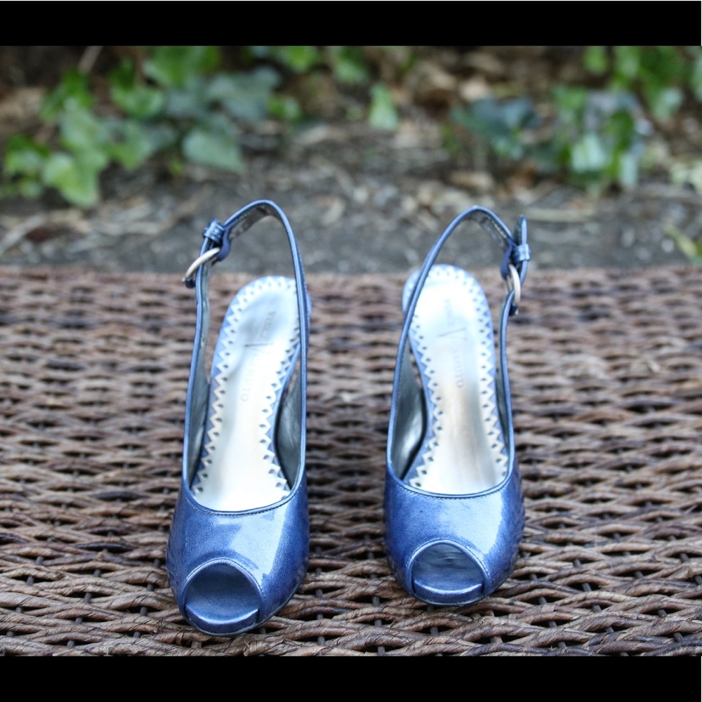 SOLD Vince camuto blue peep toe sling backs